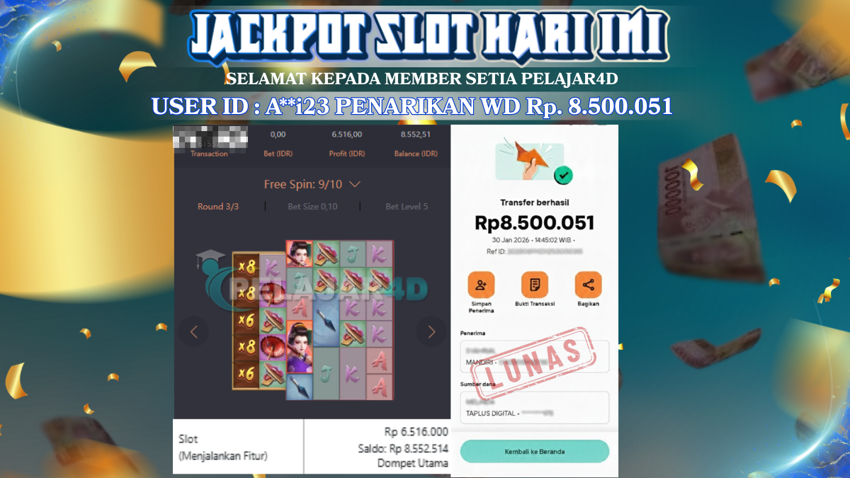 Jackpot Hari ini Di Slot Pg Soft Game Geisha’s Revenge Rp 8.500.051