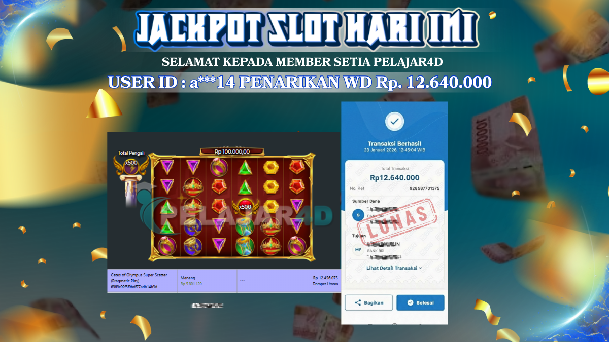 Jackpot Hari ini Di Slot Pragmatic Play Gates of Olympus Rp 12.640.000