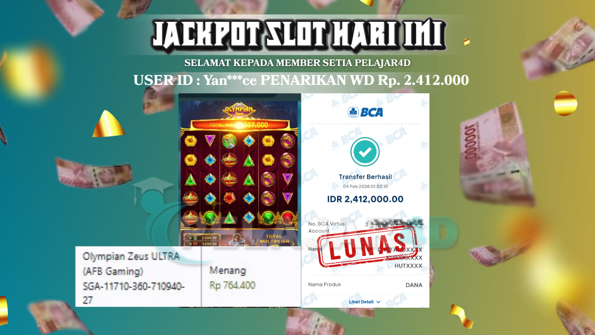 BEBAS WEDE JELAS CUAN MEMBER BARU PASTI WIN , Rp. 2.412.000