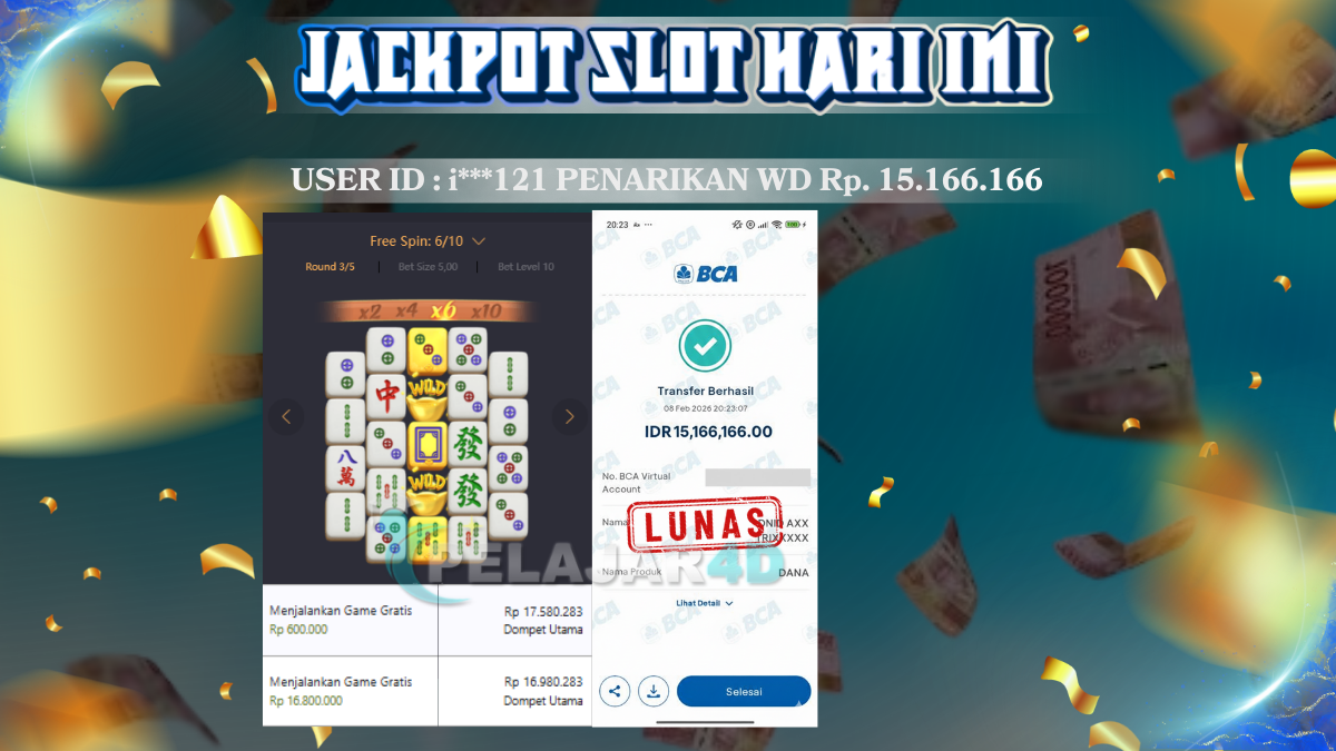 KEMENANGAN DI HARI INI TERBUKTI JELAS PASTI MENANG Rp 15.166.166