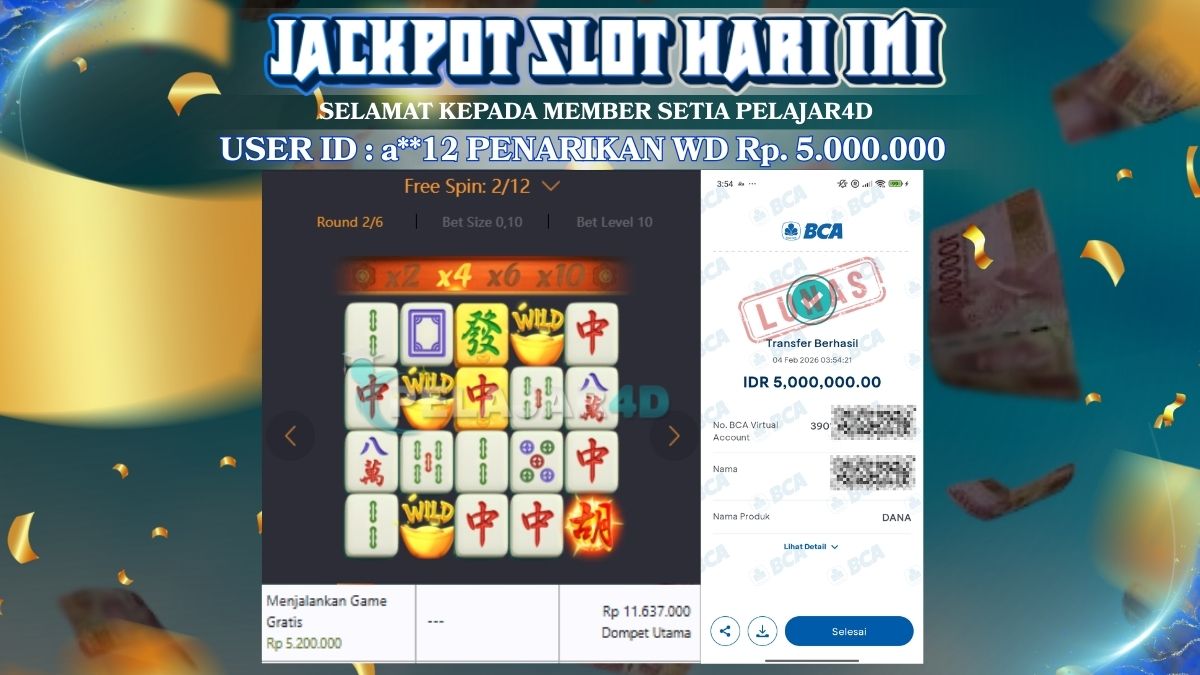 Jackpot Hari ini Di Slot Pg Soft Game Mahjong Ways Rp 5.000.00