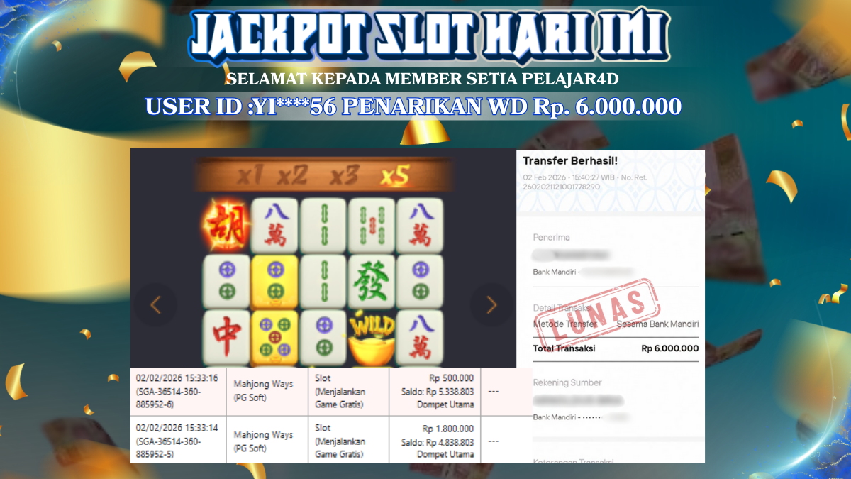 Selalu menang hanya di PELAJAR4D ,  rekomendasi game wd Rp. 6.000.000