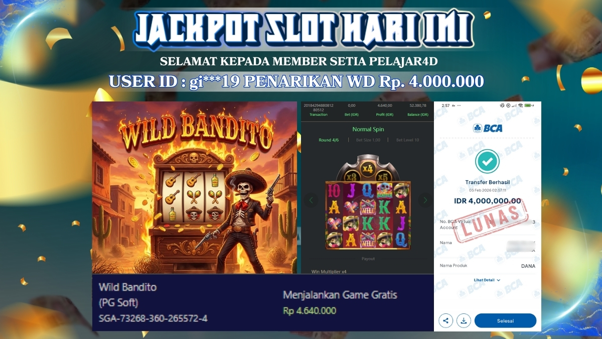 Wild bandito game rekomendasi member baru pasti wd Rp. 4.000.000