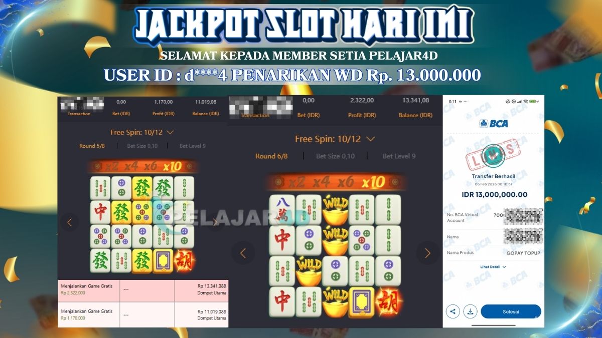 Kemenangan di Game Mahjong Ways di Bayar Lunas Rp. 13.000.000