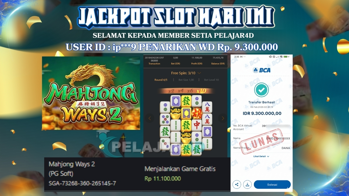 Withdraw lagi di Pelajar4d, baru main game rekomendasi langsung coba bisa wd Rp. 9.300.000