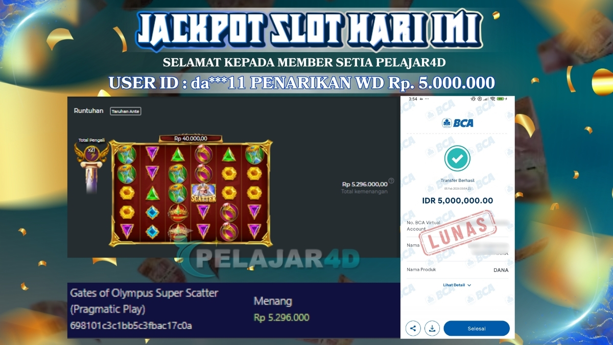 Gates of olympus super sccater 100% jaminan wd untuk member baru Rp, 5.000.000