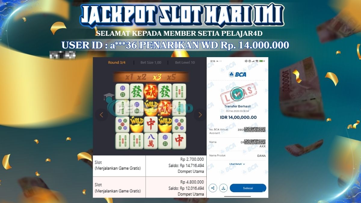 Bukti Kemenangan di Game Mahjong Ways Rp. 14.000.000 di Bayar Lunas