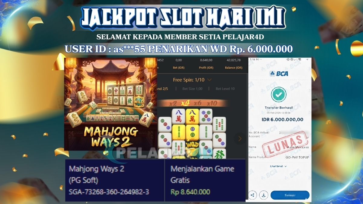 Withdraw cuma sebentar main di mahjong ways 2 Rp. 6.000.000