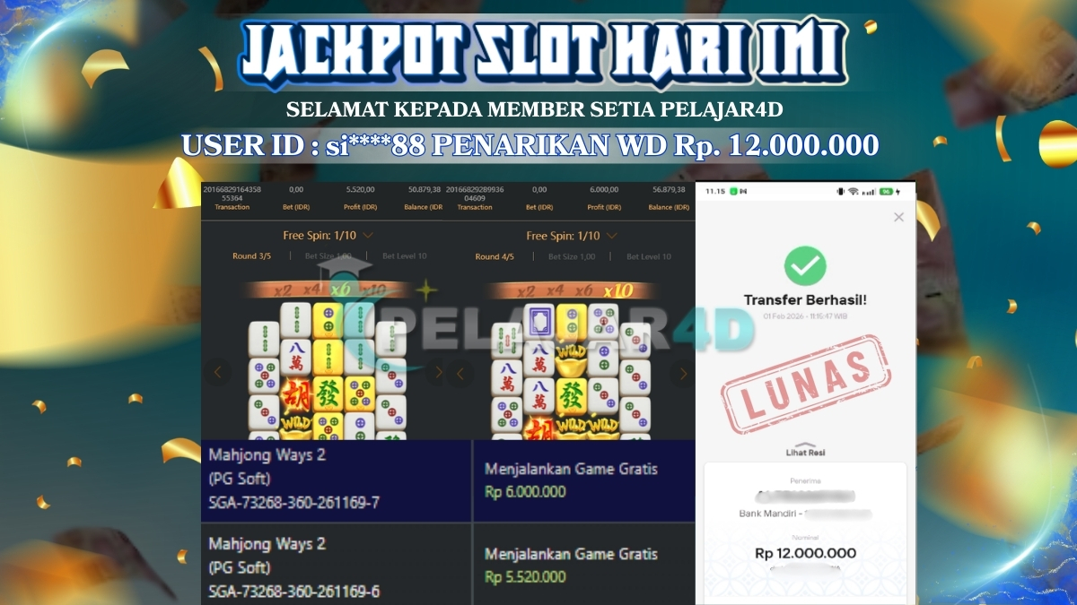 Lagi dan lagi menang terus bersama situs pelajar4d
